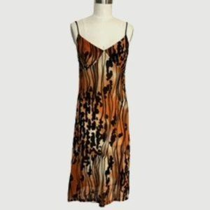 Veronica M Orange & Black Sleeveless Dress - Size S